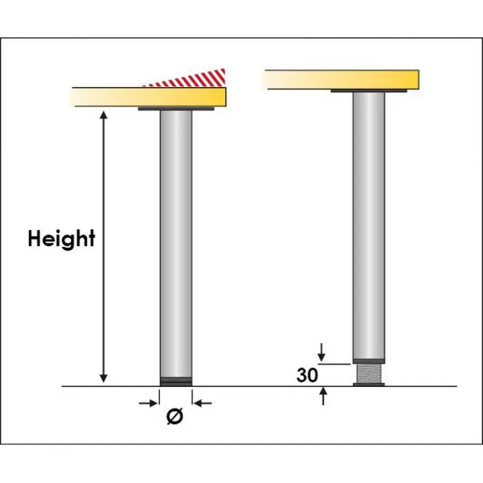 Office Leg, H710mm x 80mm, Brushed Satin Nickel