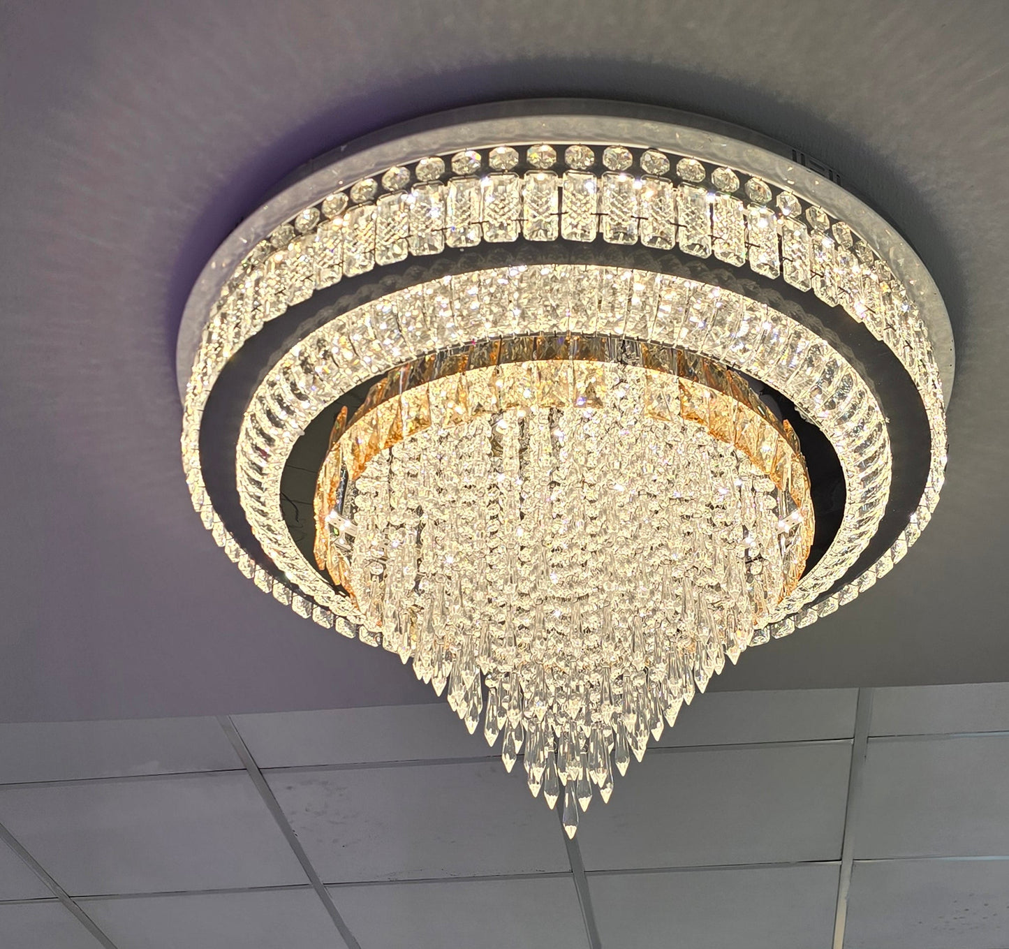 17" Faibra 17" Gold Crystal Ceiling Light