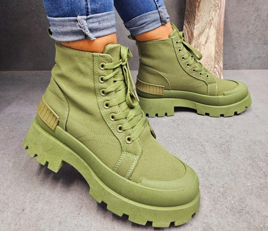 Woman's Canvas Combat Boots