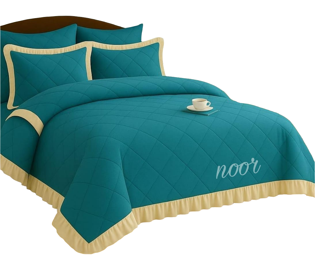 New Ruffle Bedding.   5pcs Set.2×frilled standard pillowcases. 2× continental pillowcases.