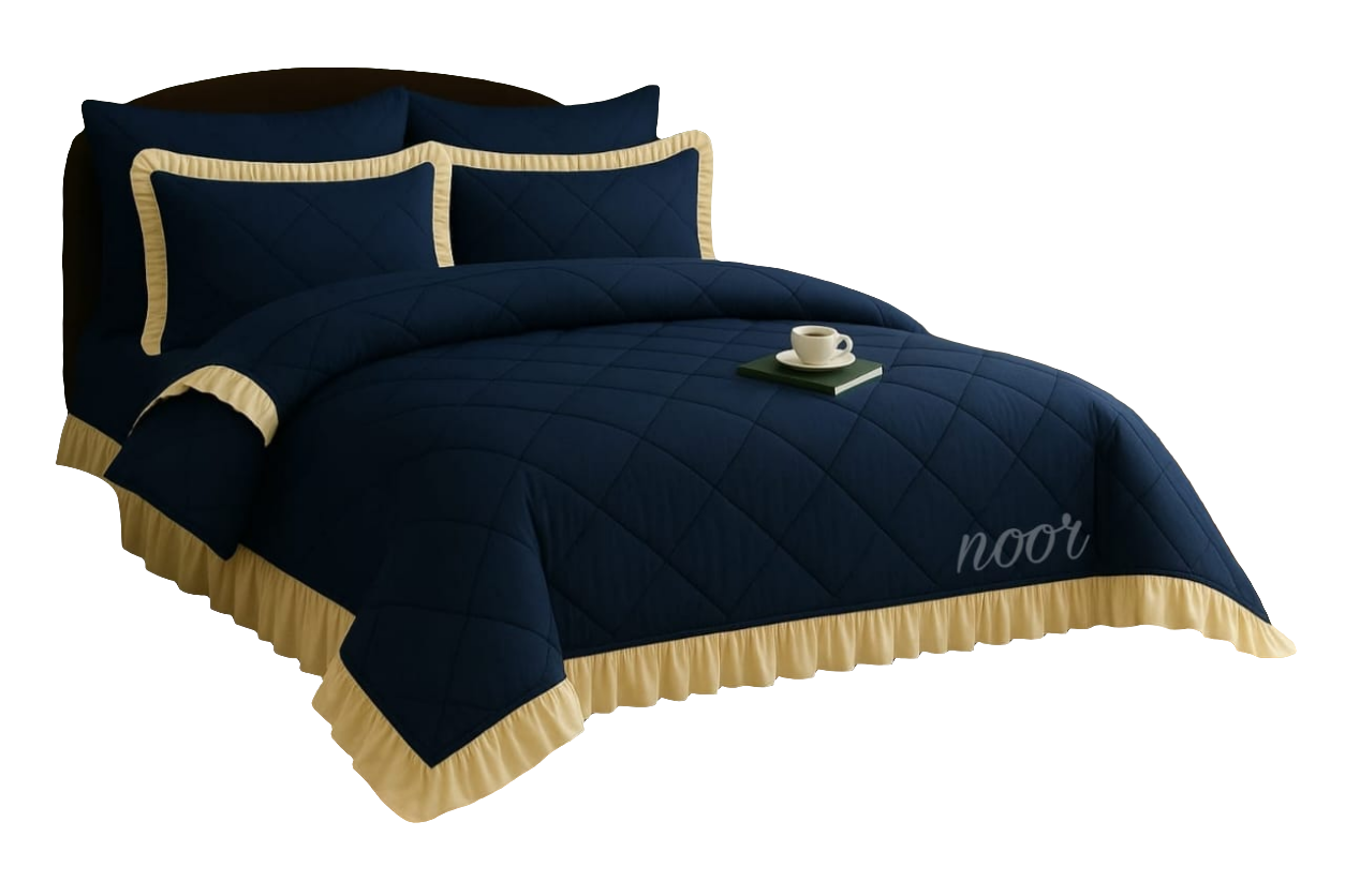 New Ruffle Bedding.   5pcs Set.2×frilled standard pillowcases. 2× continental pillowcases.