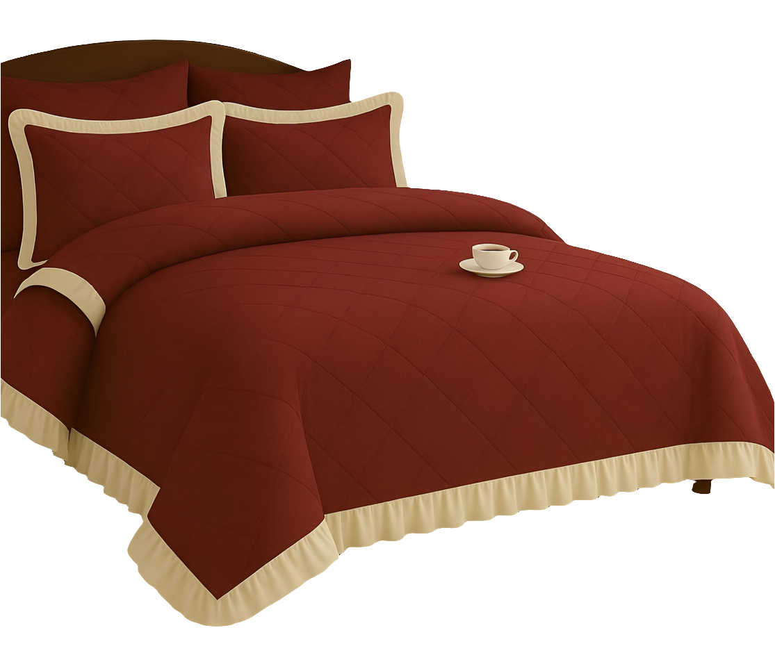 New Ruffle Bedding.   5pcs Set.2×frilled standard pillowcases. 2× continental pillowcases.