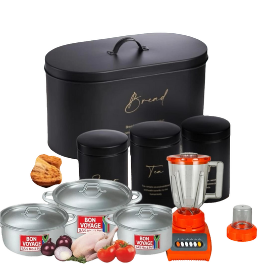 4pcs bread bins +6pcs pot set +1,5L juice grinder