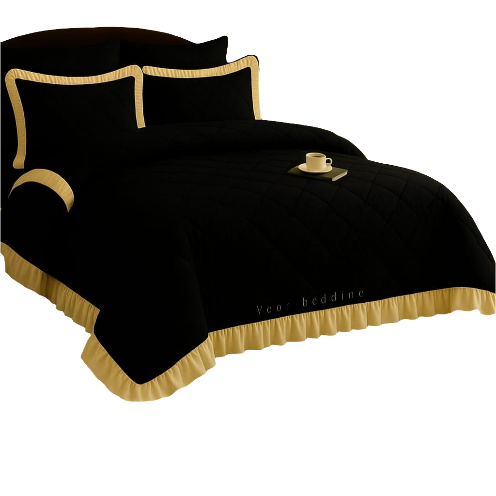 New Ruffle Bedding.   5pcs Set.2×frilled standard pillowcases. 2× continental pillowcases.