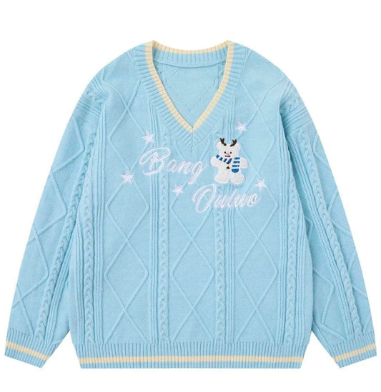 A..Streetwear Dog-Themed Button Knitted Cardigan Sweaters - GarbneX