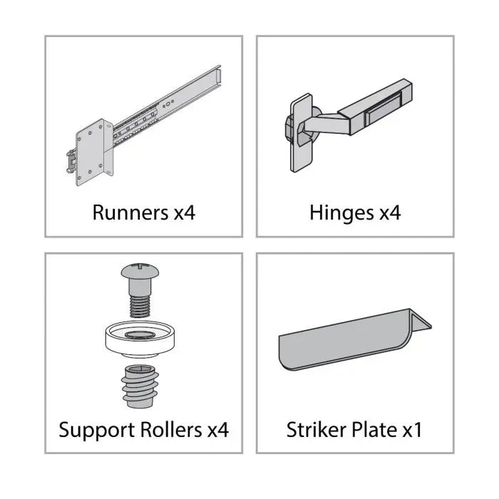Pocket Door Slides, Single Door Set, 508mm