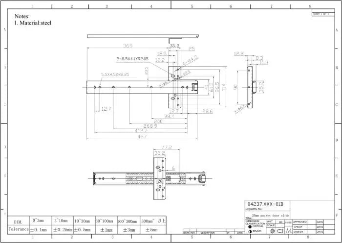 Pocket Door Slides, Single Door Set, 508mm