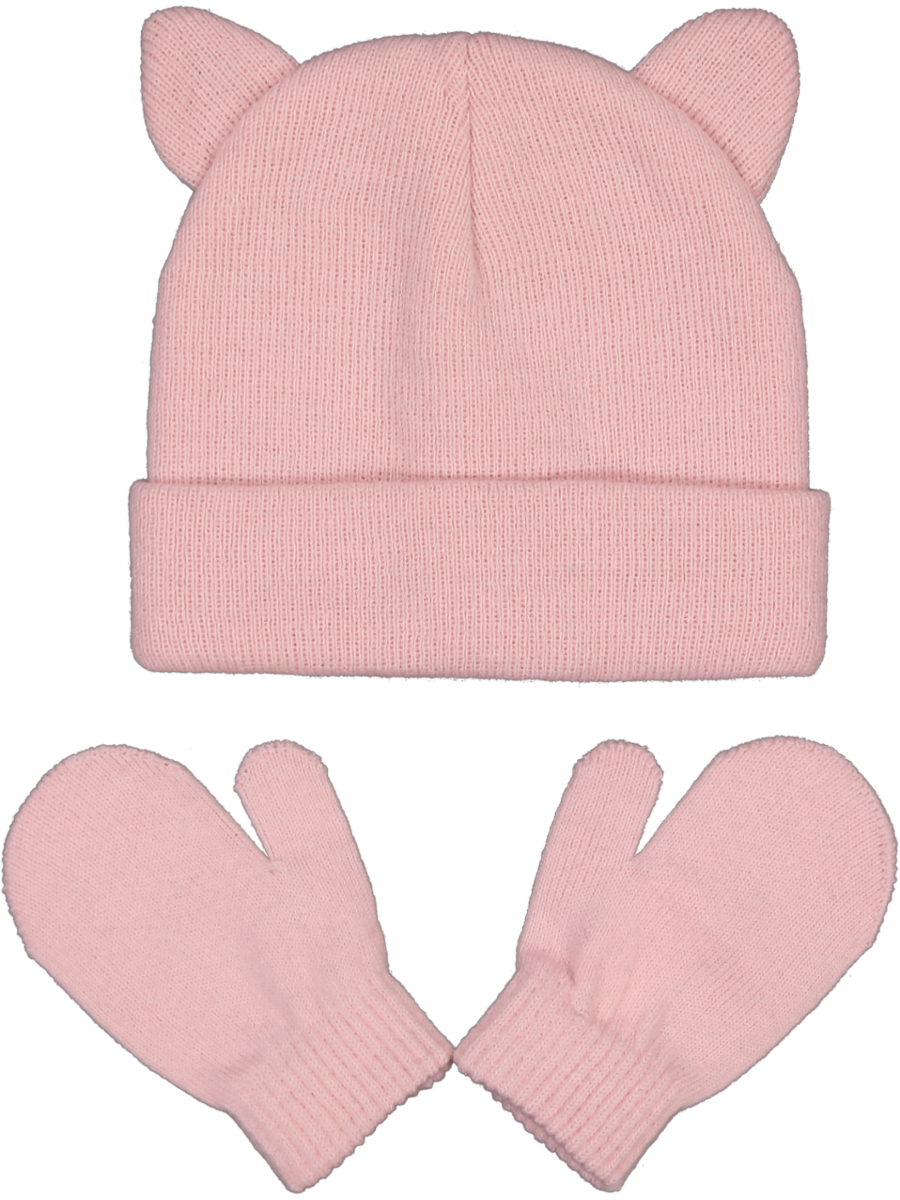 Pink Beanie Mitten Set baby