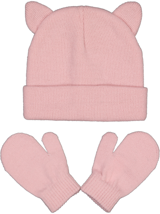 Pink Beanie Mitten Set baby