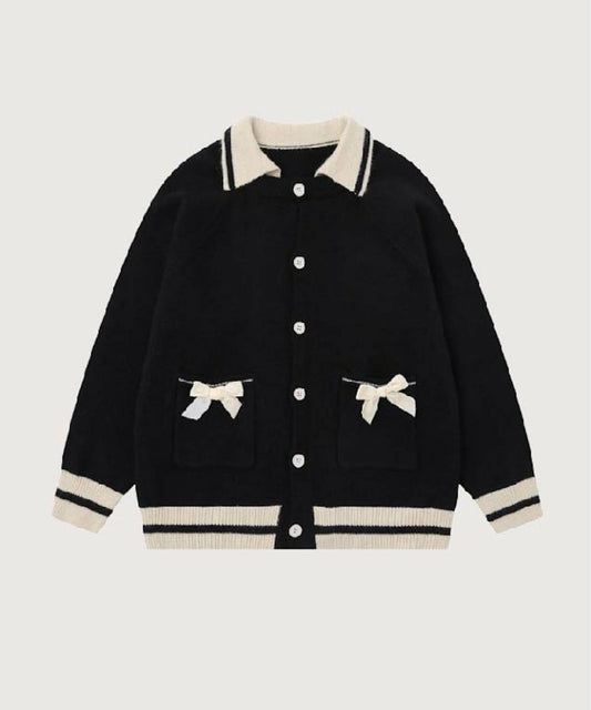 Two Tone Sweet Ribbon Cardigan