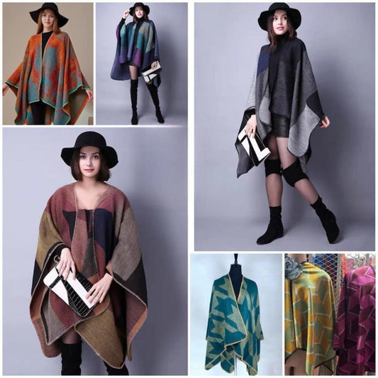 Bakerdani Women's Fashion Winter Oversized Blanket Poncho Cape Shawl Cardigans