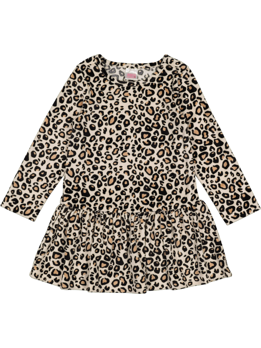 Kids Long Sleeve Animal Print Dress