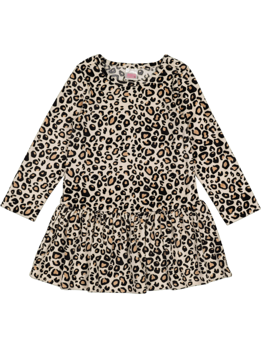 Kids Long Sleeve Animal Print Dress
