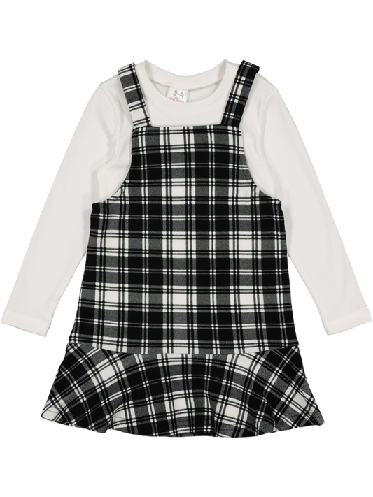 Kids Black And White Pinafore Dress