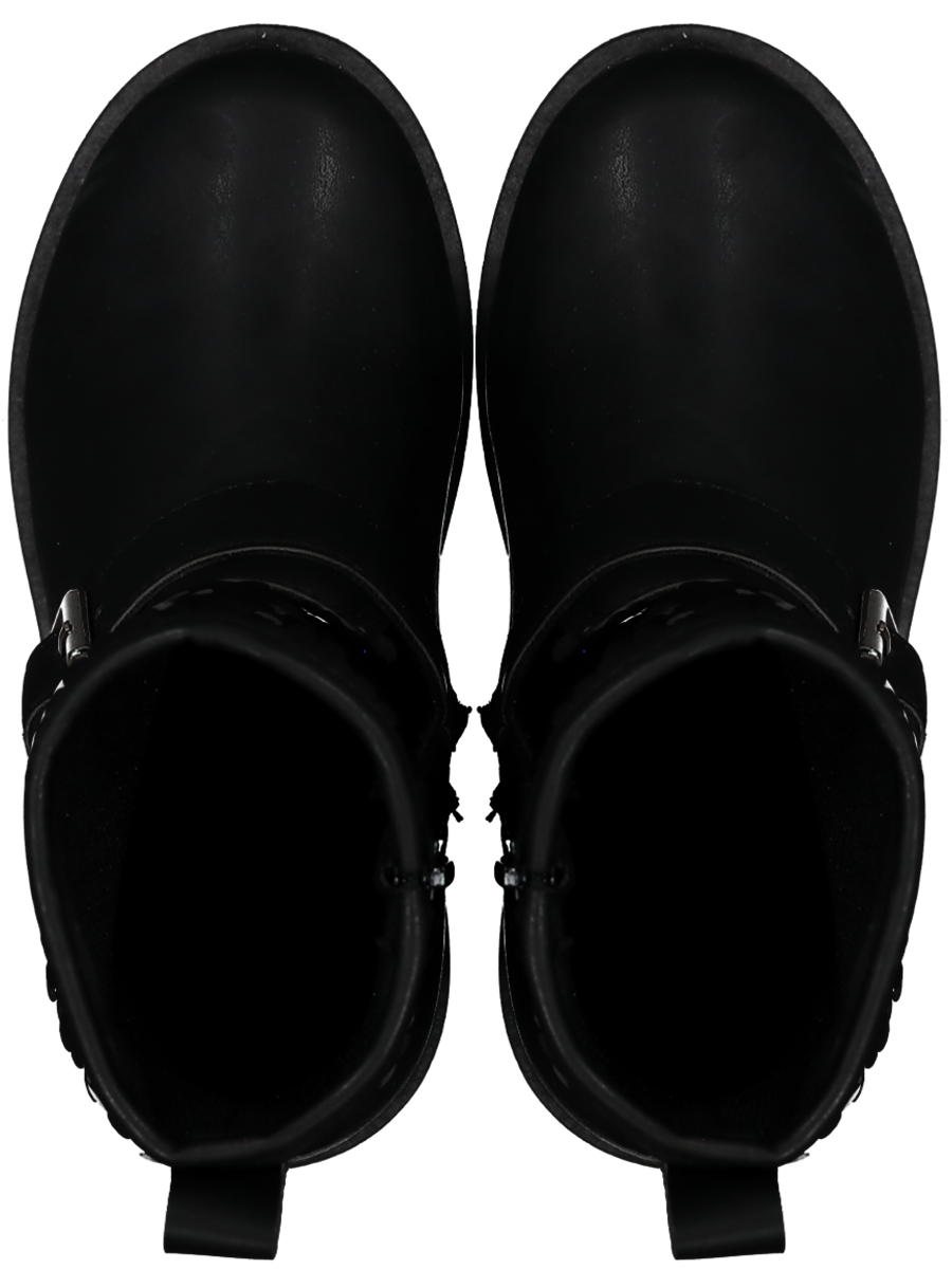 Kids Black Buckle Strap Ankle Boot