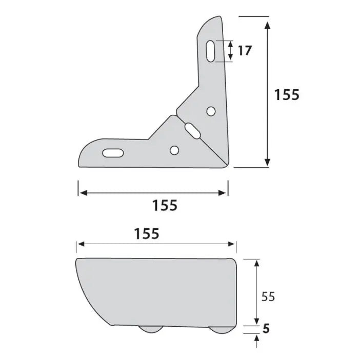 Corner Leg, H55mm x 120mm, Chrome Plated
